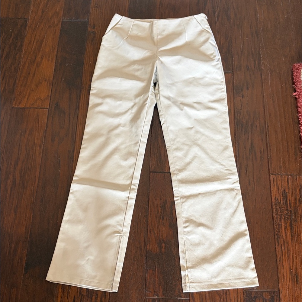 Le Lis Off-White Wide Leg Leather Pants